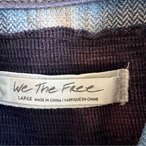 Free People We The Free Leon Plaid Flannel Denim Pullover - Picture 11 of 15